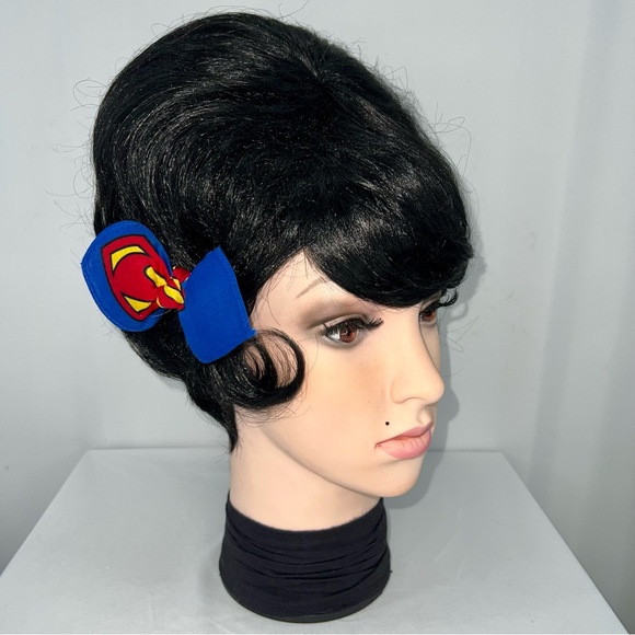 Superman Dark Blue Superhero Rockabilly Bandana Hair Bow - Picture 3 of 11